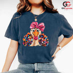 Thanksgiving Turkey Bow Shirt Unisex Colorful Fall Gift For Kids And Youth