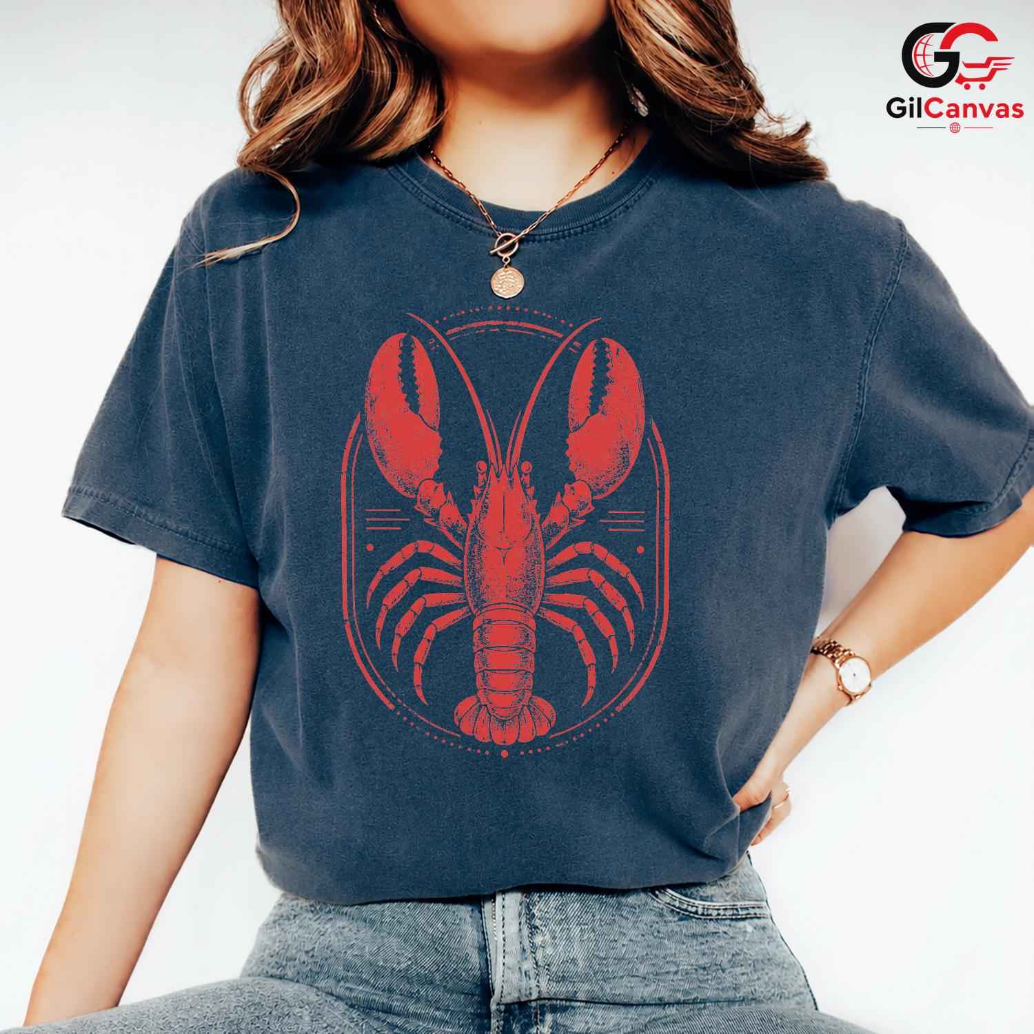 Vintage Red Lobster T-Shirt Summer Beach Ocean Life Unisex Seafood Lover Apparel