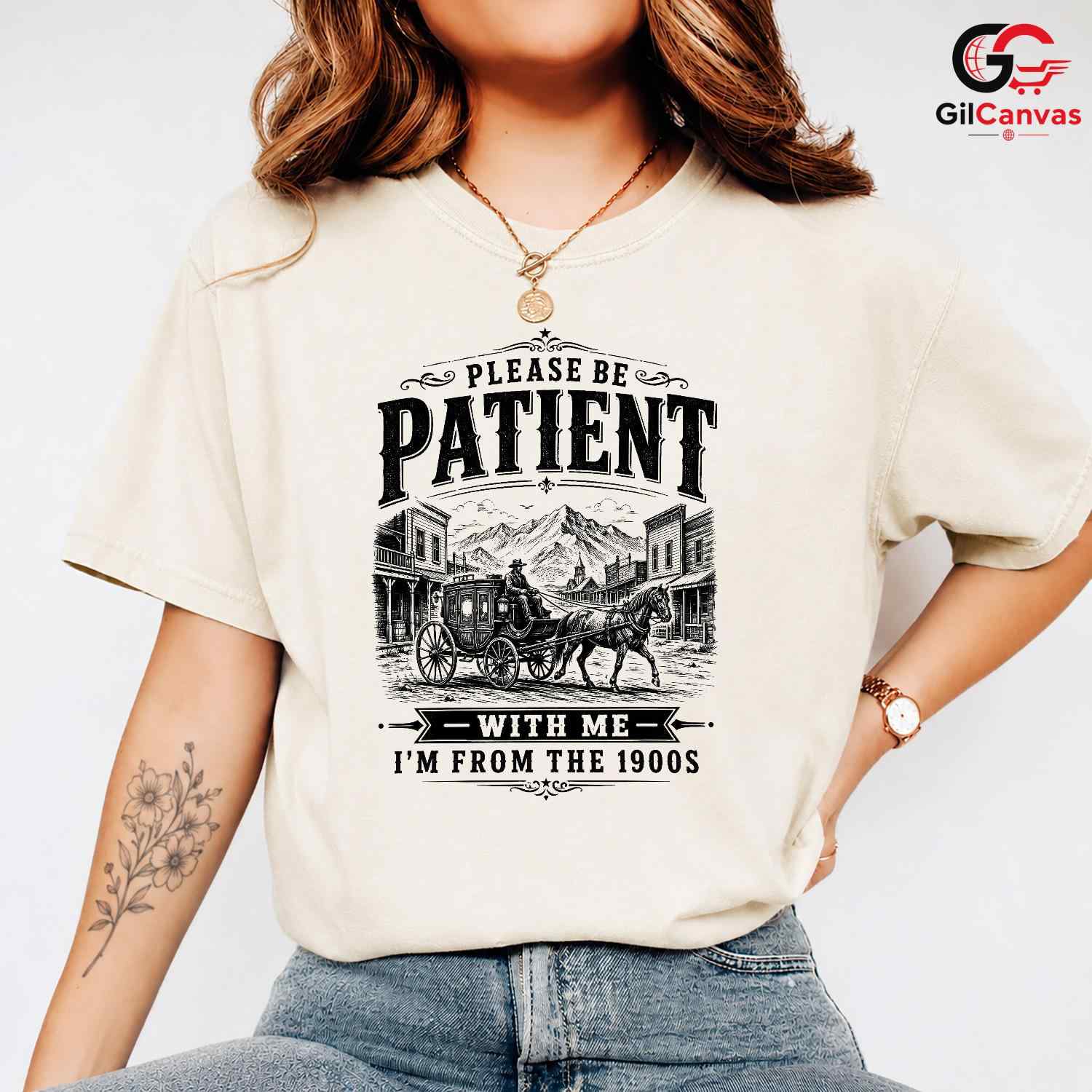 Vintage Stagecoach Art T-Shirt Humorous Western History Unisex Retro Gift Tee