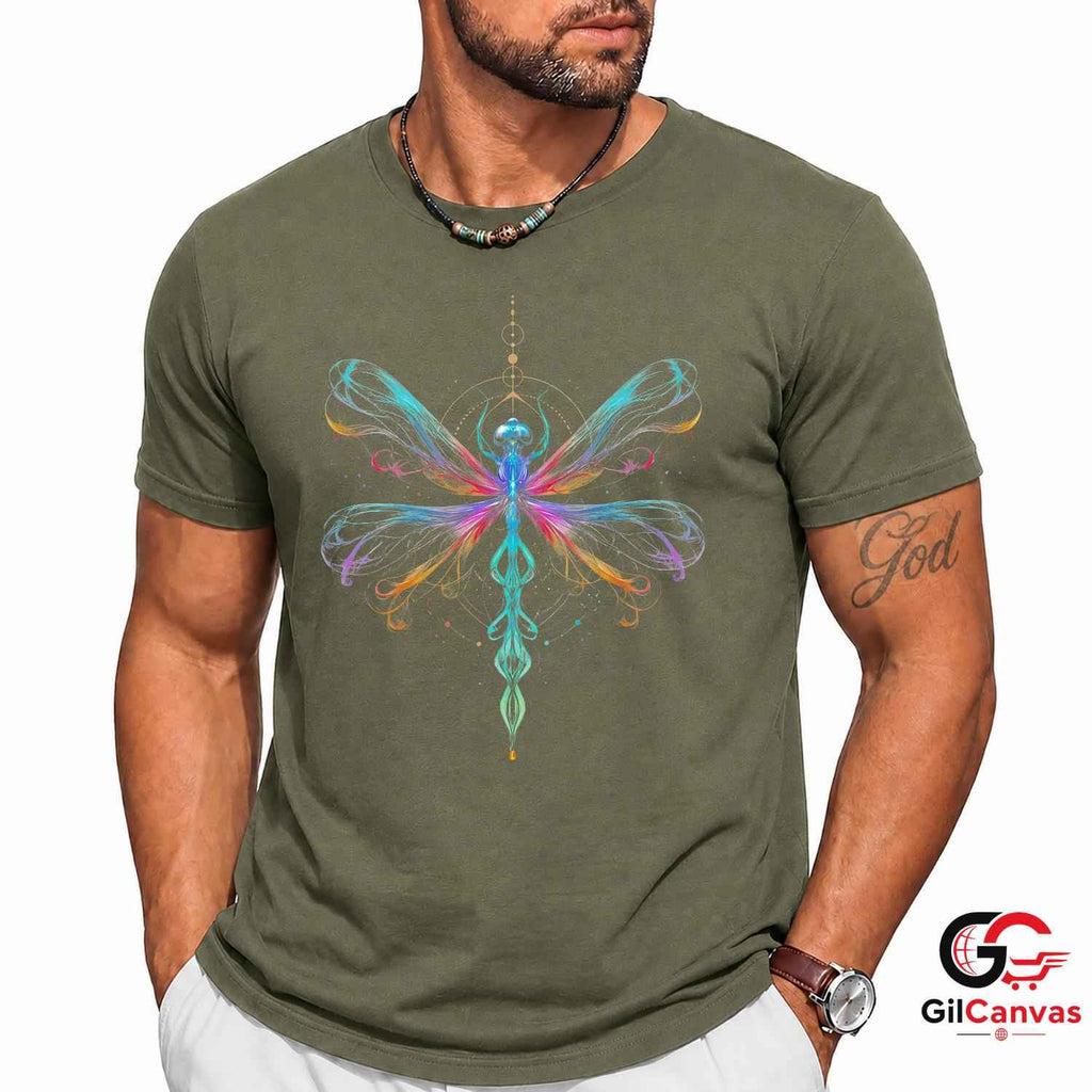 Abstract Dragonfly Nature T-Shirt Colorful Bug Lover Unisex Graphic Apparel Tee