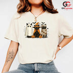Adorable Black Cat Trio Tee Shirt Unisex Spooky Ghost Mummy Costume For Kids