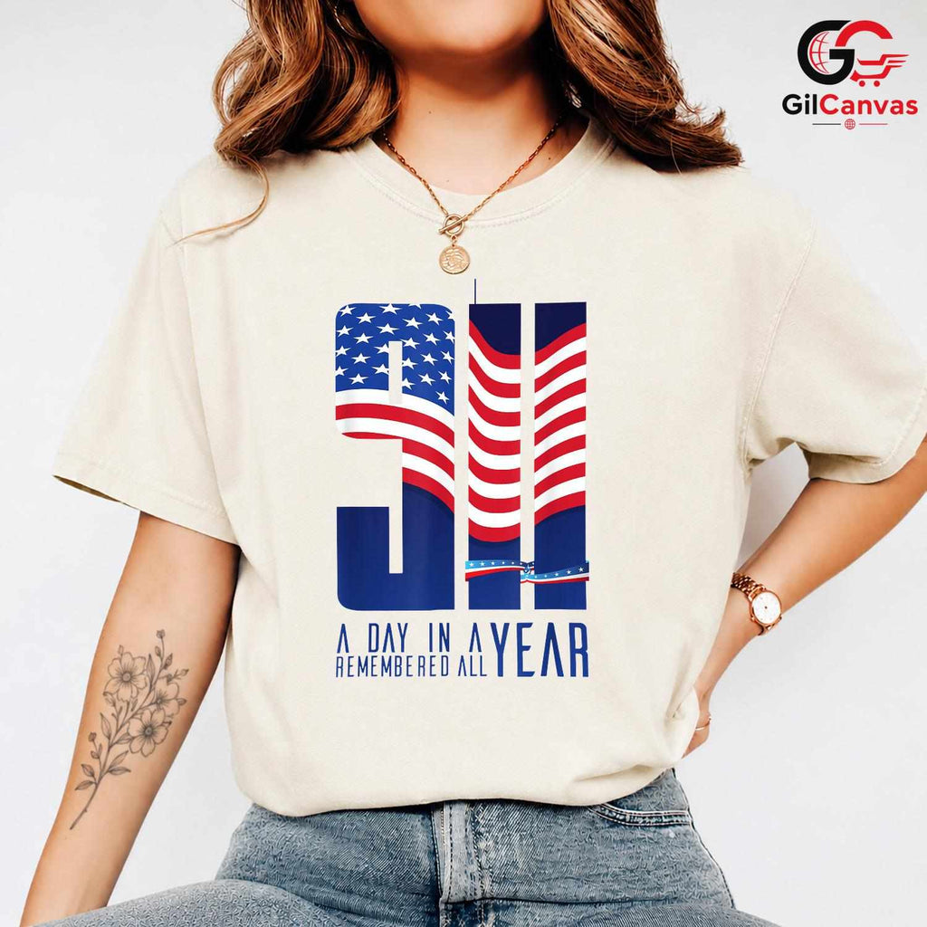 American Flag Patriot Day Tee Unisex September Memorial Remembrance Gift Tee