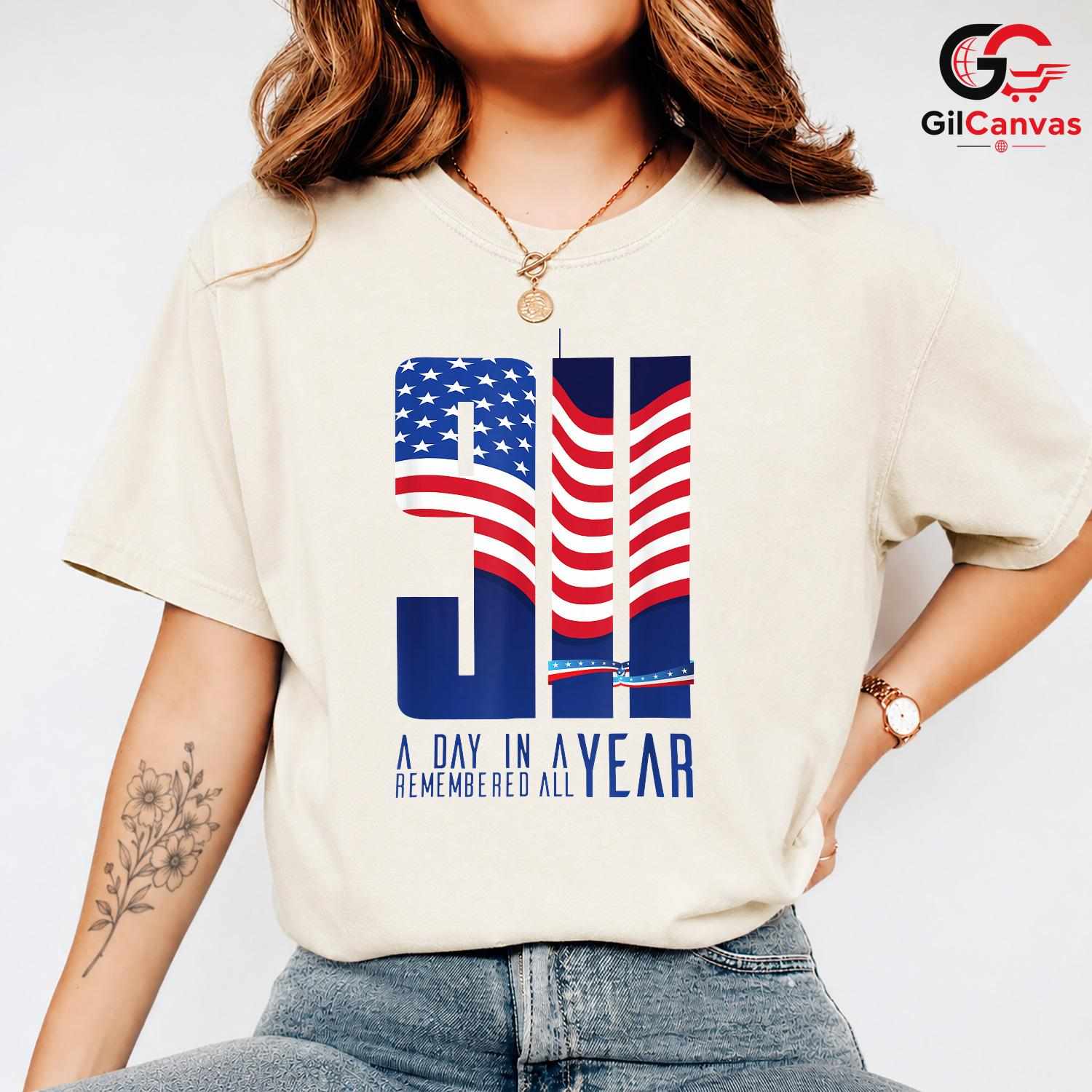American Flag Patriot Day Tee Unisex September Memorial Remembrance Gift Tee
