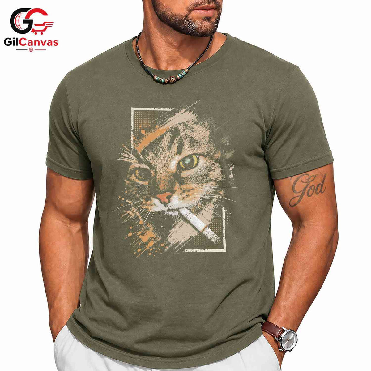 Artistic Cool Cat T-Shirt Men Women Casual Wear Feline Style Graphic Apparel