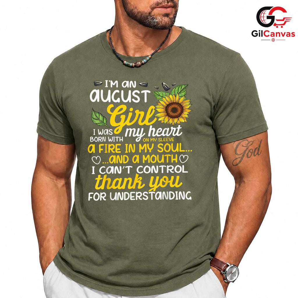 August Girl Sunflower T-Shirt Unisex Birthday Gift Idea For Women And Teens
