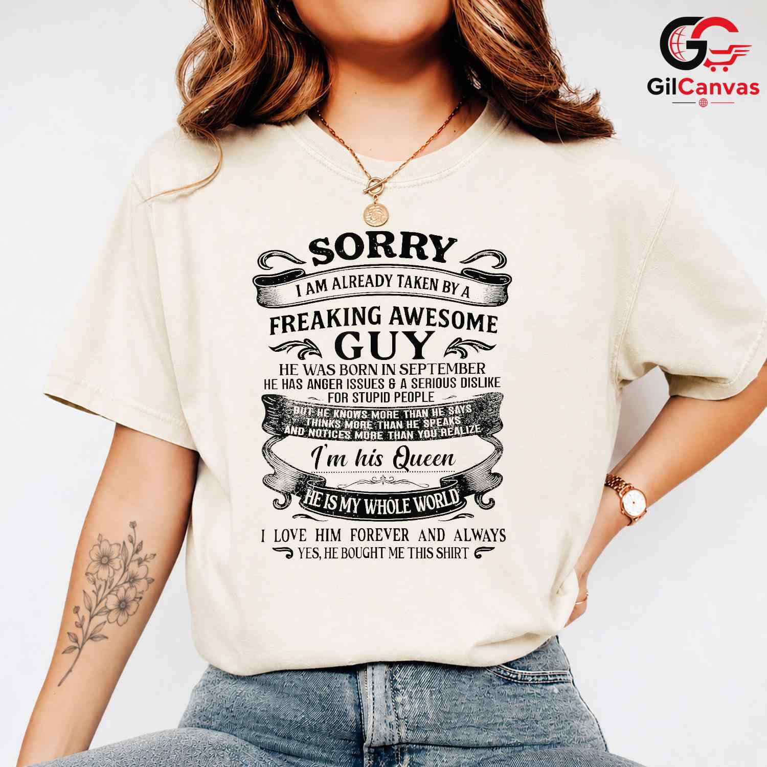 Awesome Guy Queen Fall T-Shirt Unisex September Birthday Relationship Gift