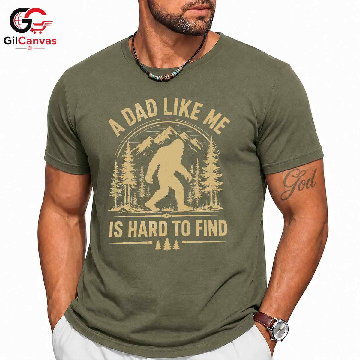 Bigfoot Fathers Day T-Shirt Unisex Outdoor Adventure Lover Forest Graphic Shirt