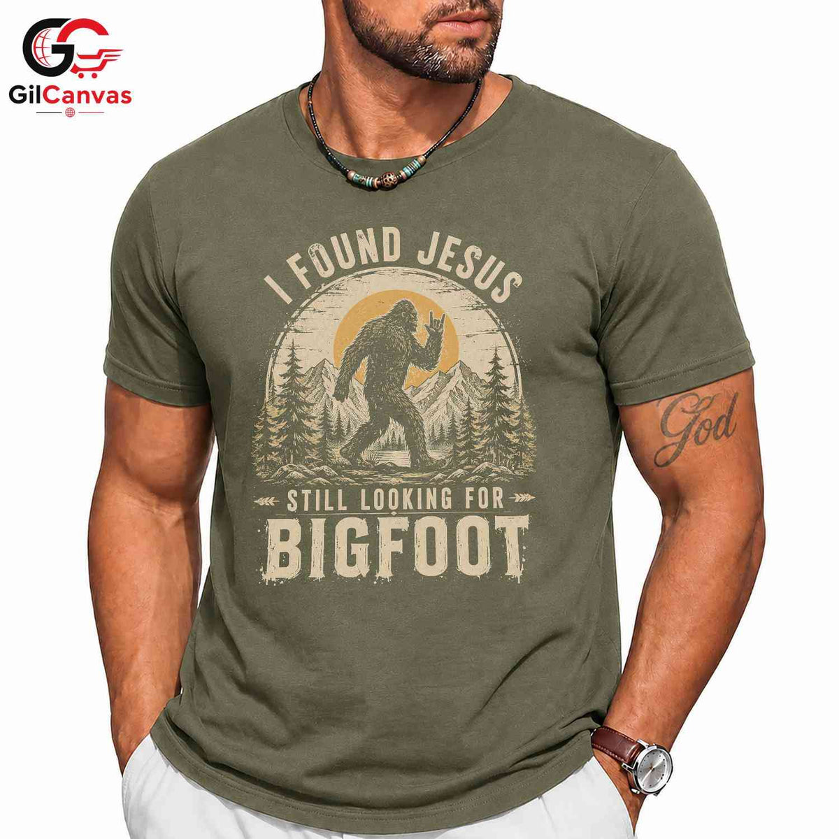 Bigfoot Found Jesus T-Shirt Nature Lover Outdoor Adventure Unisex Tee Gift