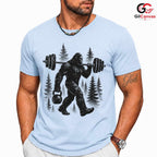 Bigfoot Weightlifting T-Shirt Gym Workout Sasquatch Unisex Fitness Graphic Tee