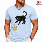 Black Cat Crown Graphic T-Shirt Cute Feline Lover Fun Unisex Casual Apparel