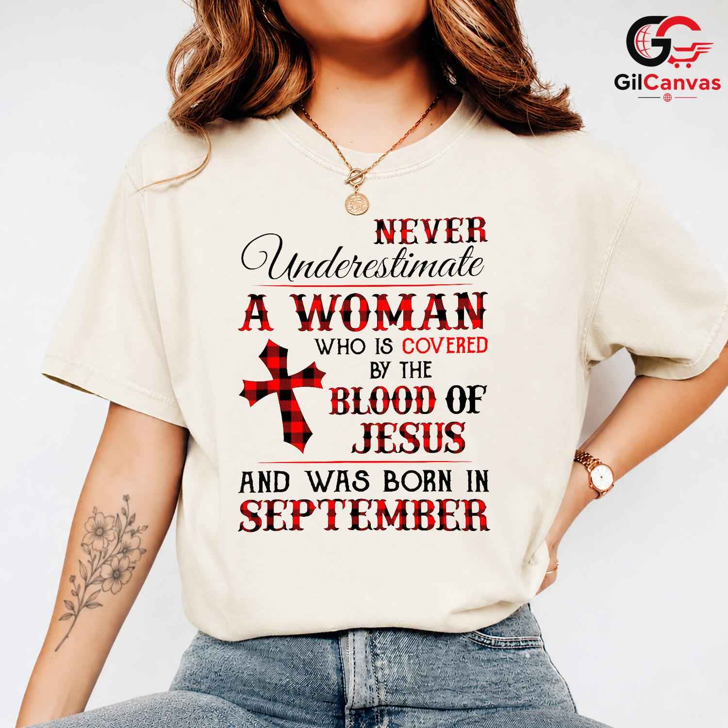 Blood Of Jesus September T-Shirt Unisex Christian Women Birthday Gift Idea