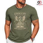 Book A Day Dragon T-Shirt Fantasy Themed Lover Graphic Novelty Unisex Apparel