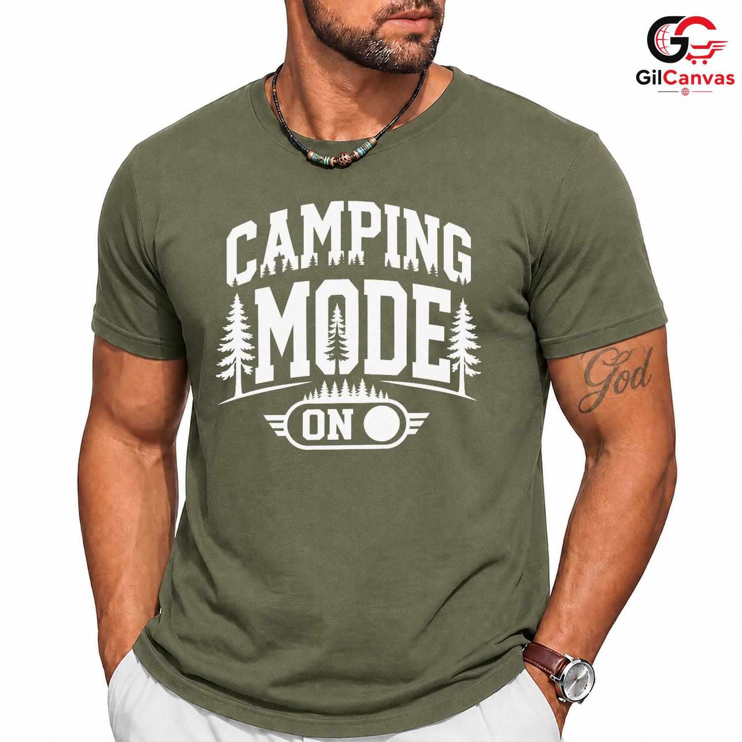 Camping Mode On Forest T-Shirt Summer Adventure Unisex Outdoor Nature Lover Tee