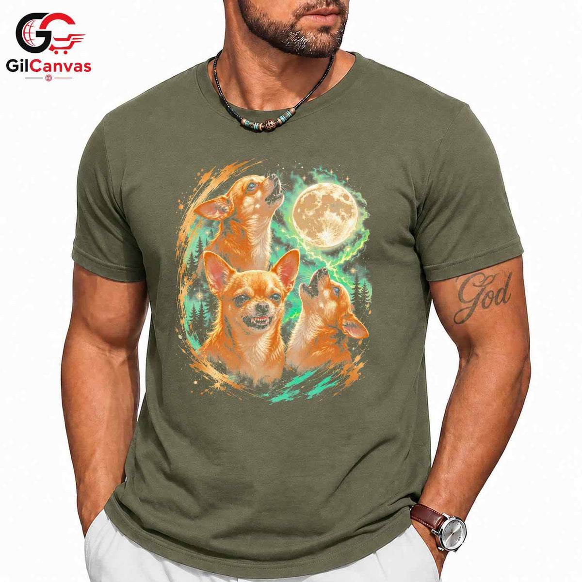 Chihuahua Howling Moon T-Shirt Unisex Unique Dog Lover Gift Perfect Graphic Shirt