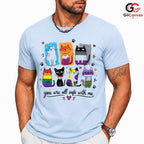 Colorful Cat Awareness T-Shirt Cute Feline Lover Gift Unisex Graphic Apparel