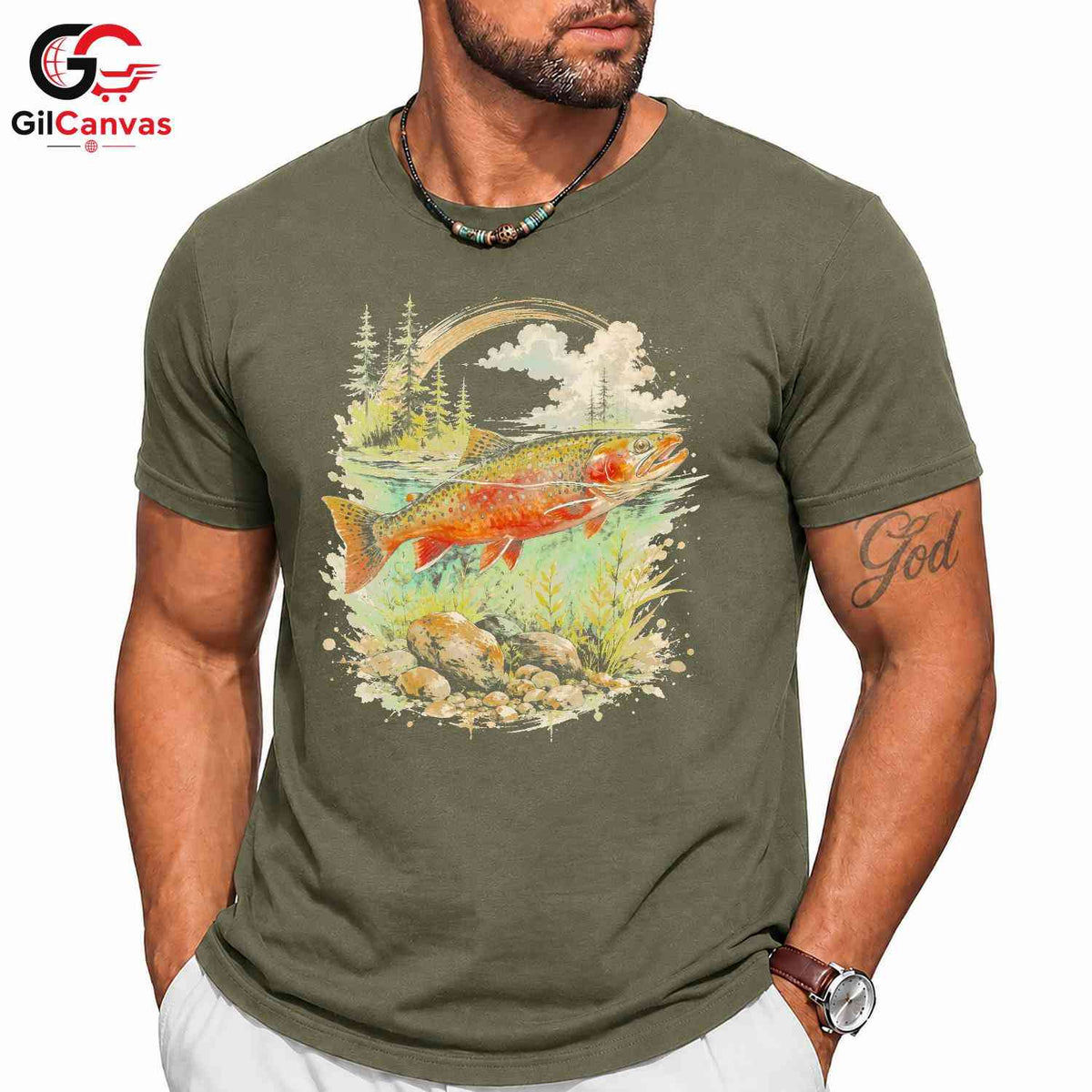 Colorful Trout Fishing T-Shirt Unisex Outdoor Enthusiast Nature Lover Graphic Tee
