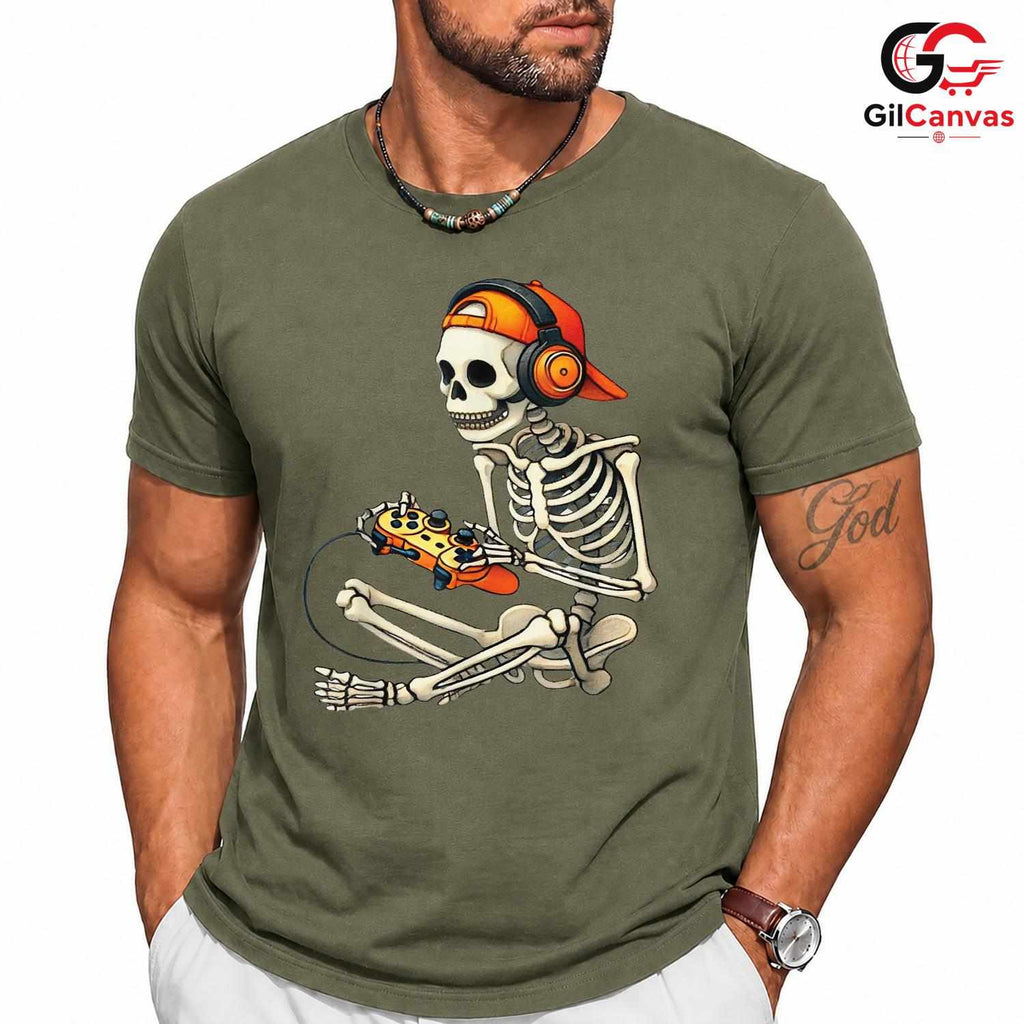 Cool Gaming Skeleton Halloween T-Shirt Unisex Perfect Gamer Birthday Gift