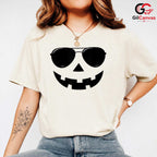 Cool Pumpkin Face Funny T-Shirt Unisex Spooky Halloween Gift For Kids Teens