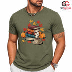 Cozy Autumn Reading T-Shirt Unisex Pumpkin Spice Fall Harvest Coffee Gift
