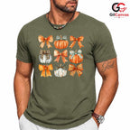 Cute Autumn Pumpkin Bow Fall T-Shirt Unisex Thanksgiving Plaid Harvest Gift