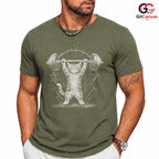 Cute Cat Barbell Workout T-Shirt Gym Fitness Lover Gift Unisex Graphic Apparel