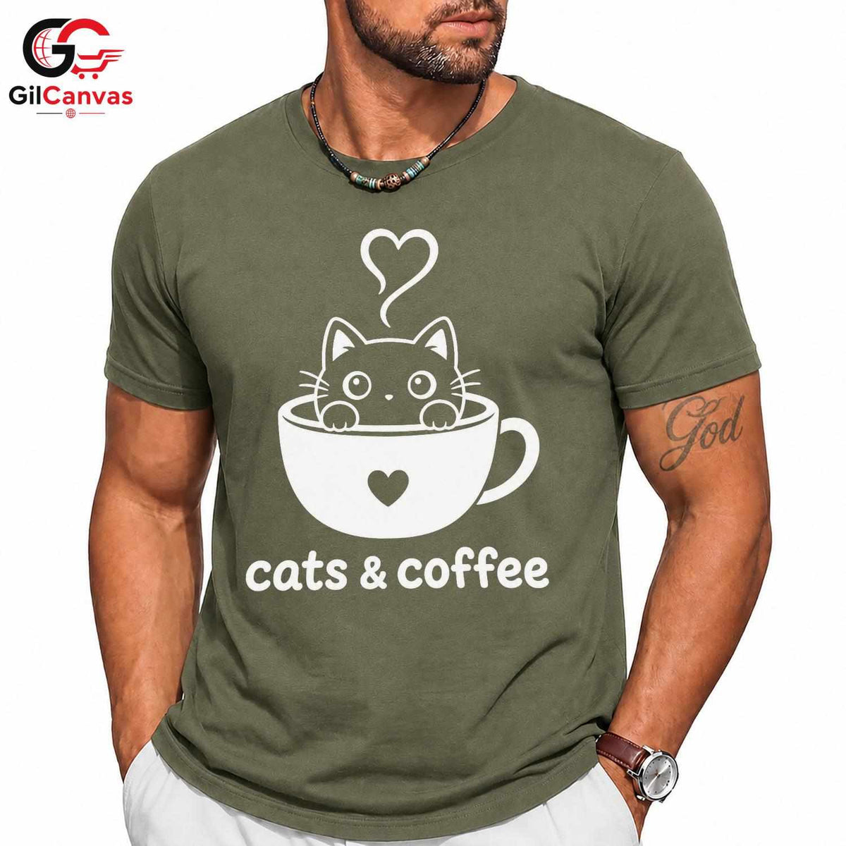 Cute Cat Coffee T-Shirt Feline Lover Perfect Occasion Custom Graphic Unisex