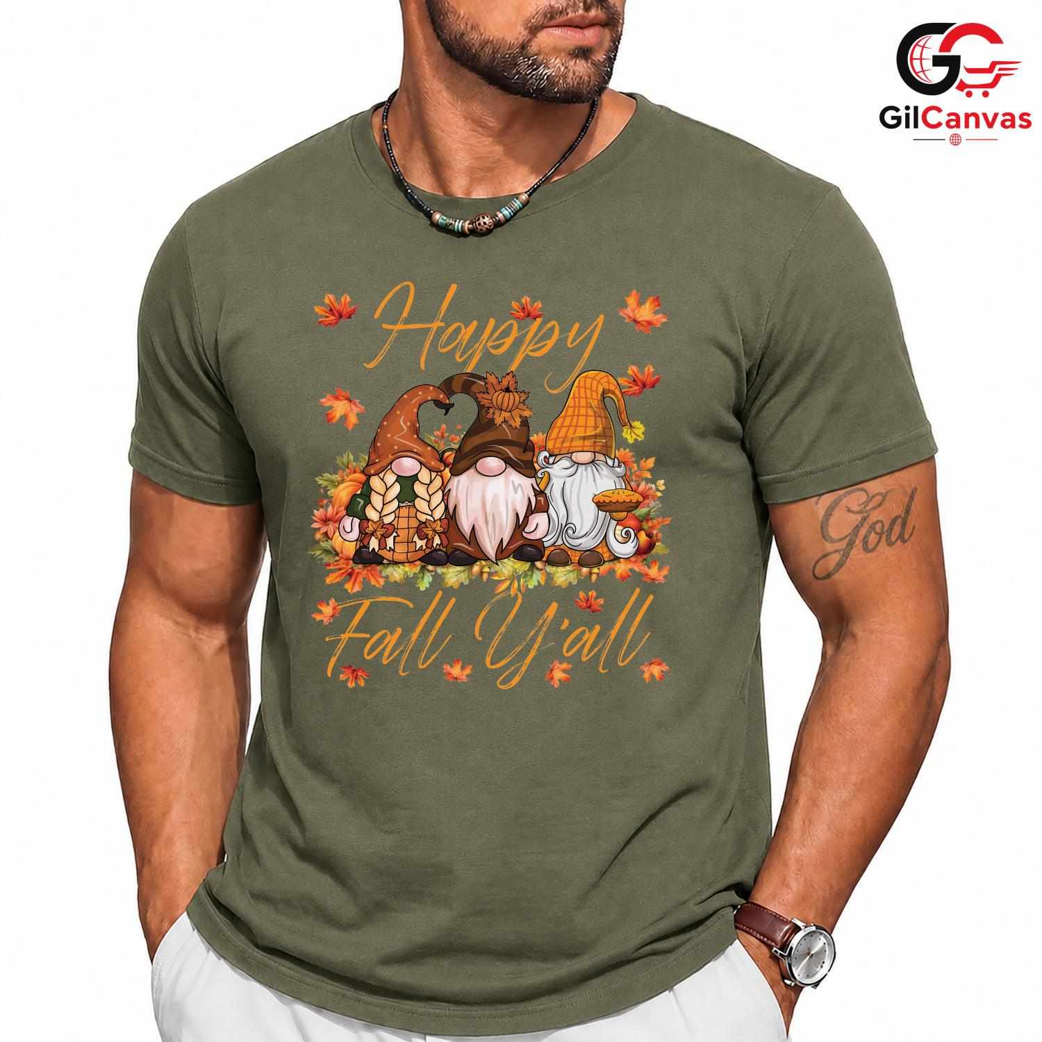 Cute Fall Gnome T-Shirt Unisex Thanksgiving Autumn Celebration Gift Adults