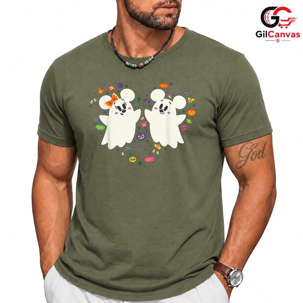 Cute Ghost Couple Halloween T-Shirt Unisex Spooky Trick Or Treat Family Gift