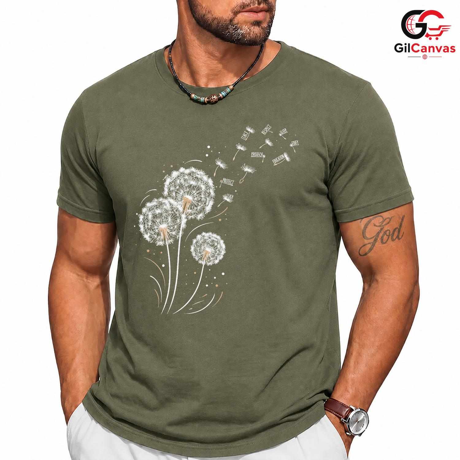 Dandelion Graphic T-Shirt Motivational Custom Design Inspirational Women Gift
