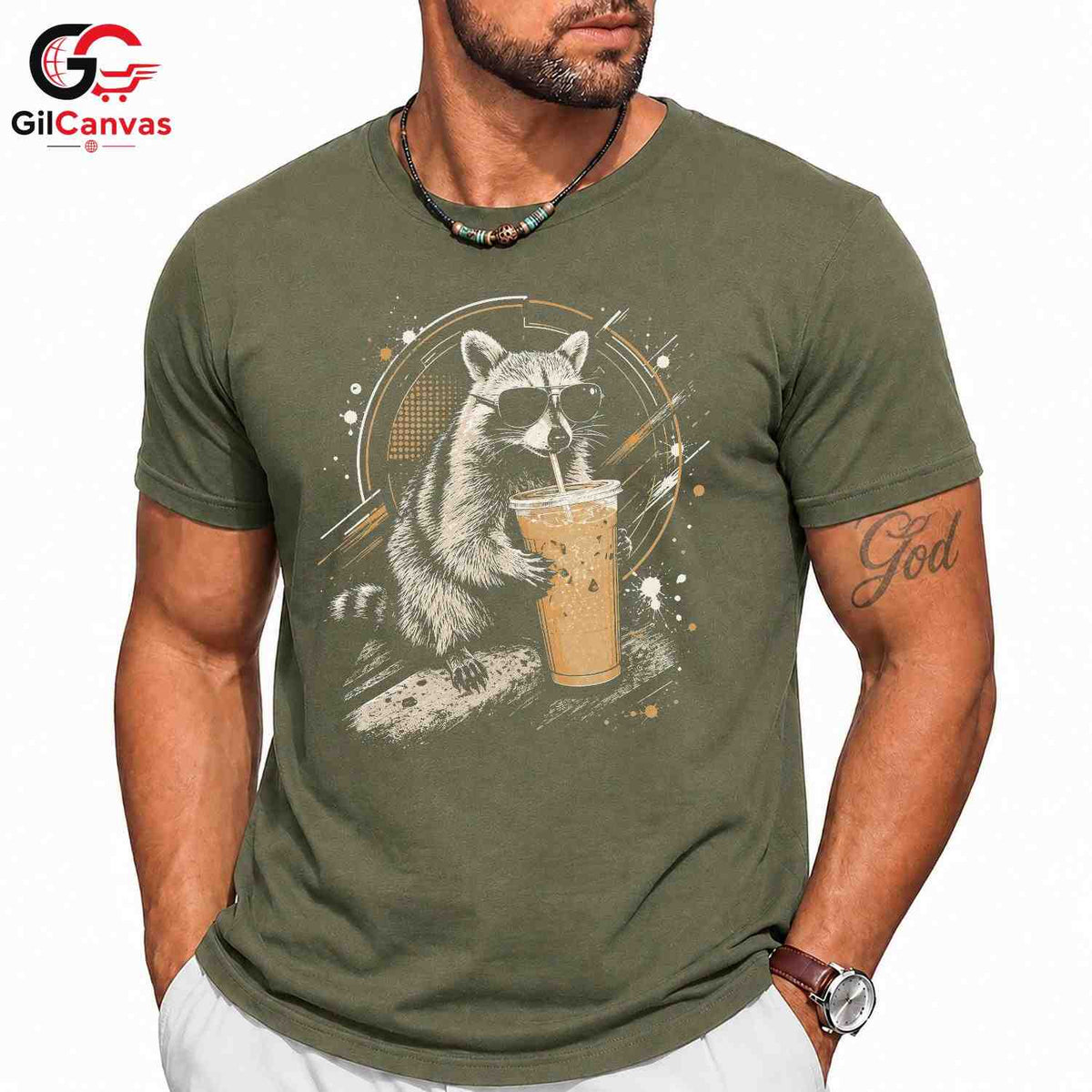 Drink Raccoon Summer T-Shirt Men Women Animal Lover Cool Graphic Vacation Shirt