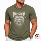 Edgy Skull With Leaves T-Shirt Spooky Halloween Unisex Graphic Apparel Tee