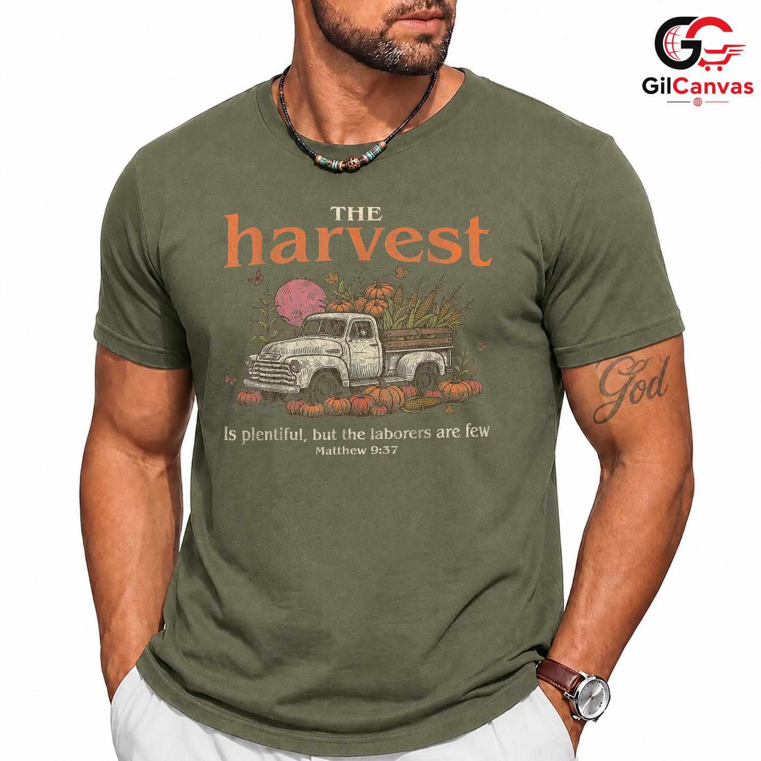 Faith Harvest Truck T-Shirt Unisex Vintage Pumpkin Thanksgiving Autumn Gift