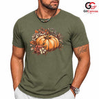 Fall Floral Pumpkin T-Shirt Unisex Perfect Autumn Season Gift Men And Women