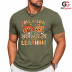 Fall Pumpkin Leaf T-Shirt Unisex Cute Autumn Learning Education Gift Kids