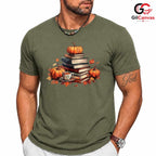 Fall Reading Pumpkin T-Shirt Unisex Cozy Autumn Book Lover Perfect Gift