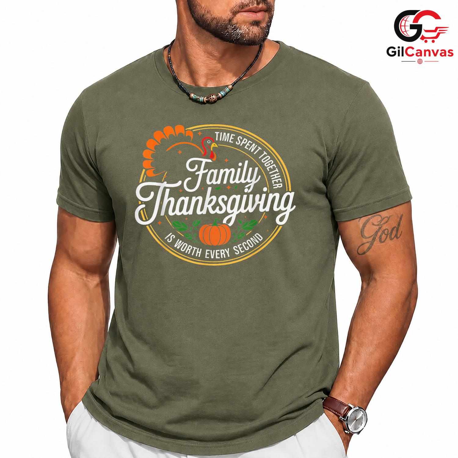 Family Thanksgiving Turkey T-Shirt Unisex Autumn Harvest Time Spent Together