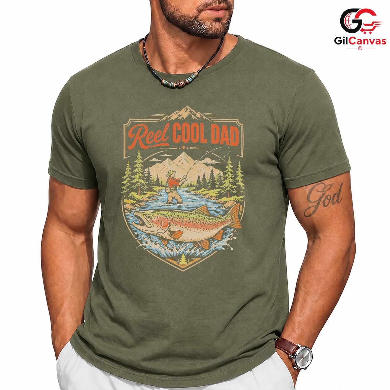 Fathers Day Trout Fishing T-Shirt Outdoor Angler Dad Unisex Graphic Apparel