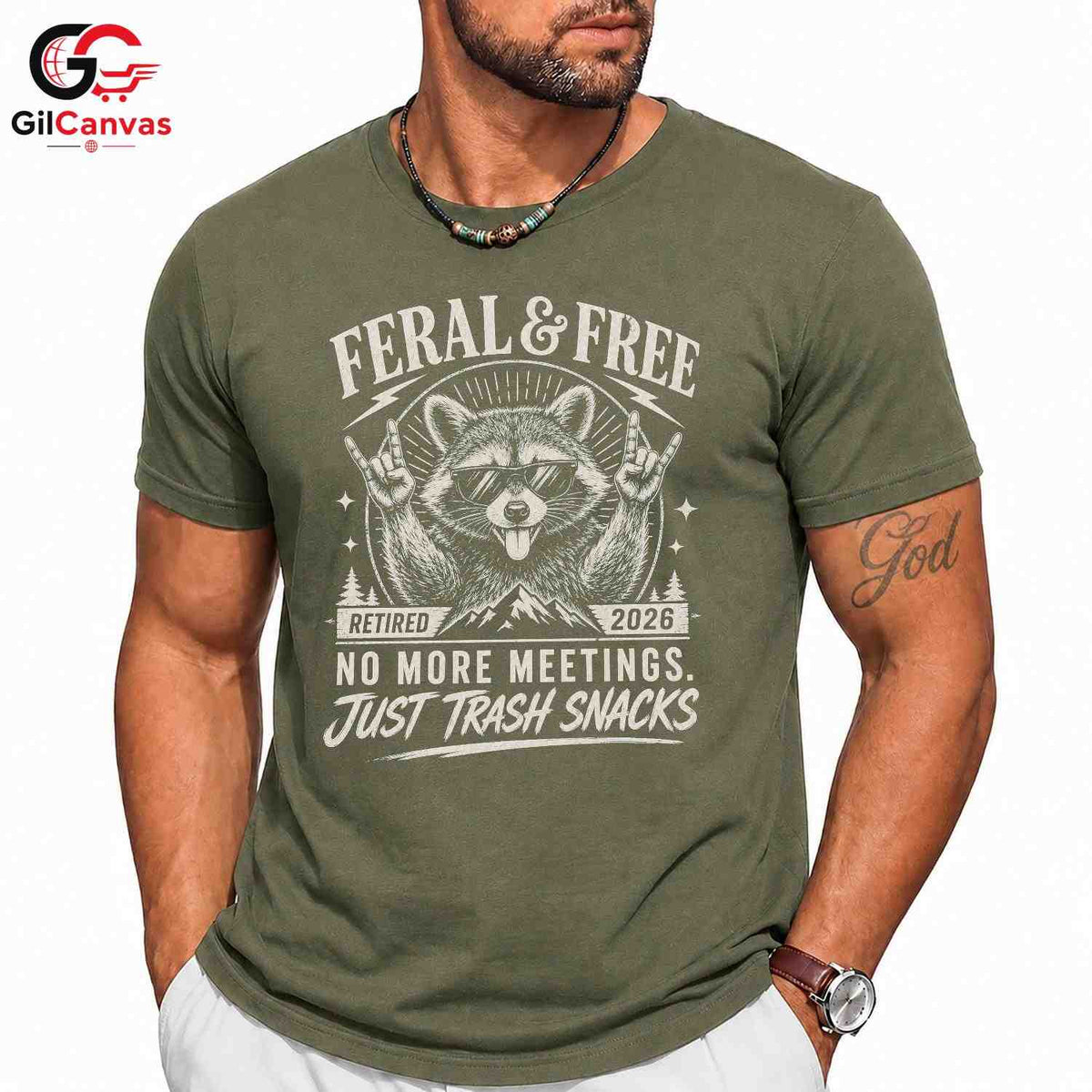 Feral Free Retirement T-Shirt Unisex Raccoon Humorous 2026 Casual Graphic Shirt