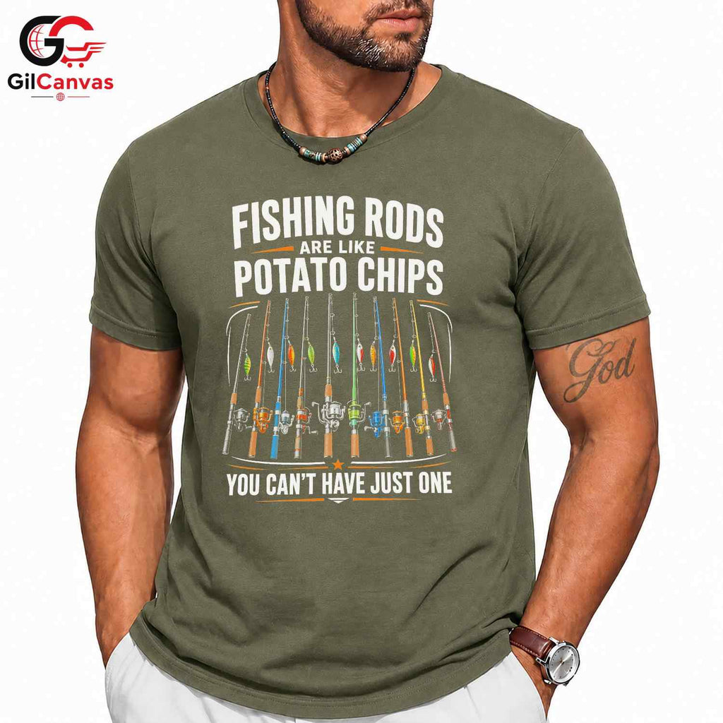 Fishing Day Graphic T-Shirt Sporty Rods Chips Enthusiast Fun Unisex Apparel