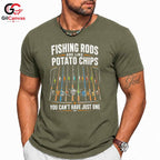 Fishing Day Graphic T-Shirt Sporty Rods Chips Enthusiast Fun Unisex Apparel