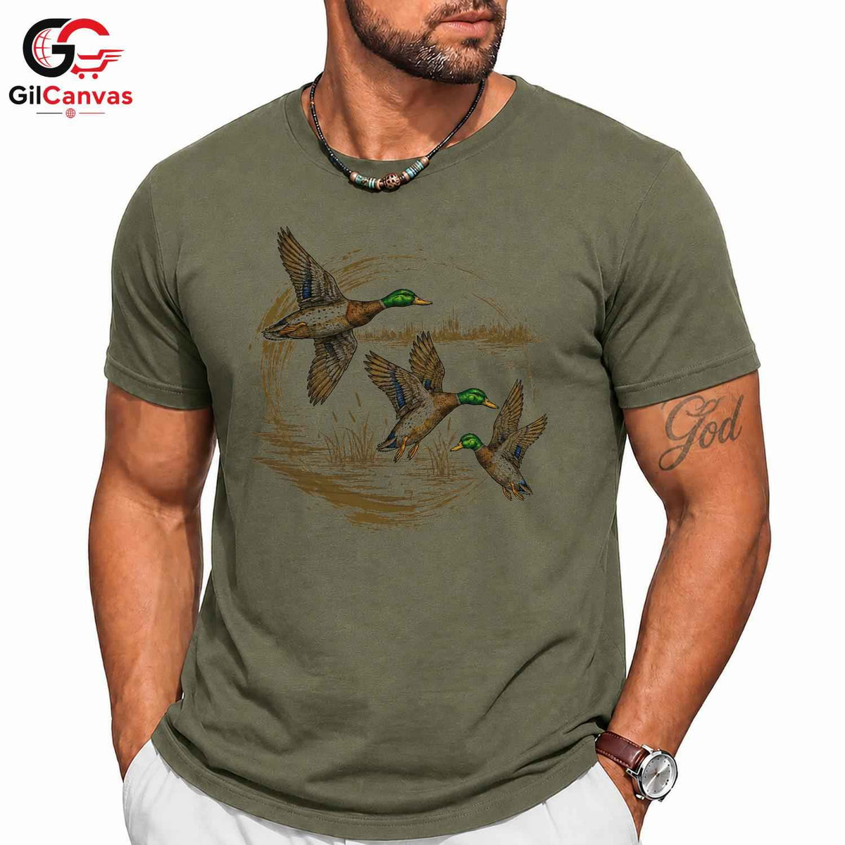 Flying Ducks Wildlife T-Shirt Men Women Outdoor Enthusiast Nature Graphic Tee