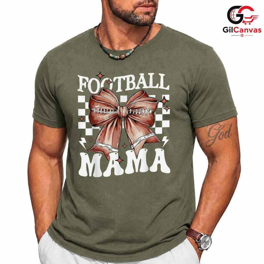 Football Mama Game Day T-Shirt Unisex Cute Retro Checkered Sports Fan Gift