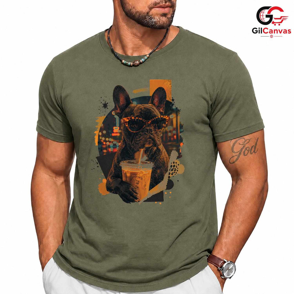 French Bulldog Coffee T-Shirt Dog Owner Pet Lover Unisex Fun Graphic Tee