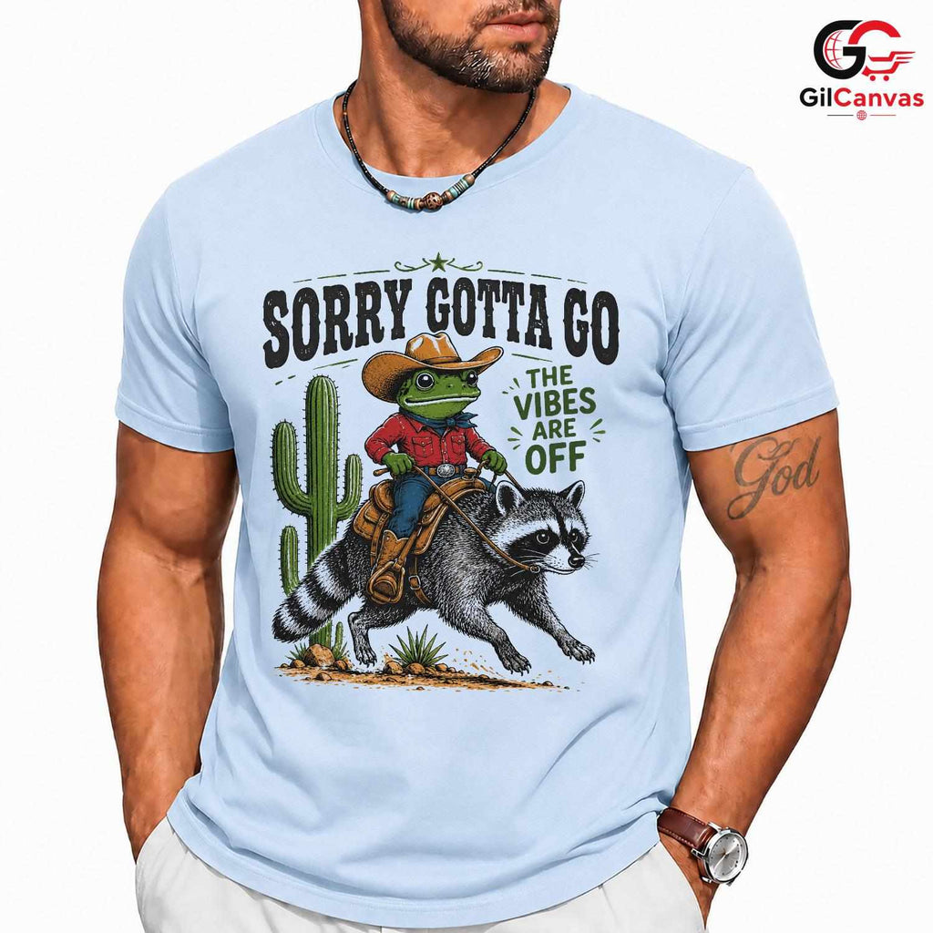 Frog Cowboy Raccoon T-Shirt Humorous Animal Graphic Perfect Unisex Gift Tee