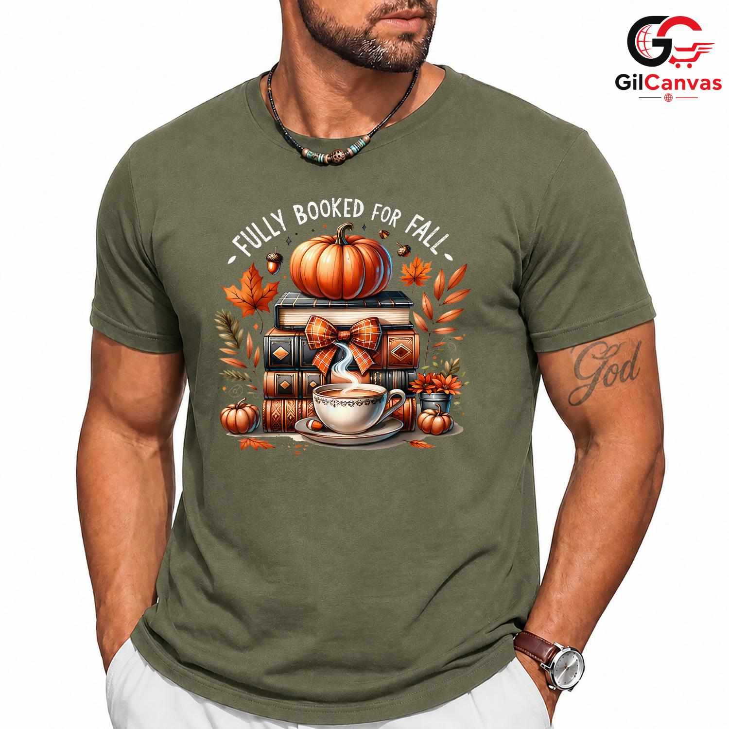 Fully Booked Fall T-Shirt Unisex Perfect Cozy Autumn Reading Gift Bookworms