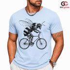 Funny Bee Bicycle T-Shirt Honeybee Cyclist Spring Unisex Insect Nature Ride Tee