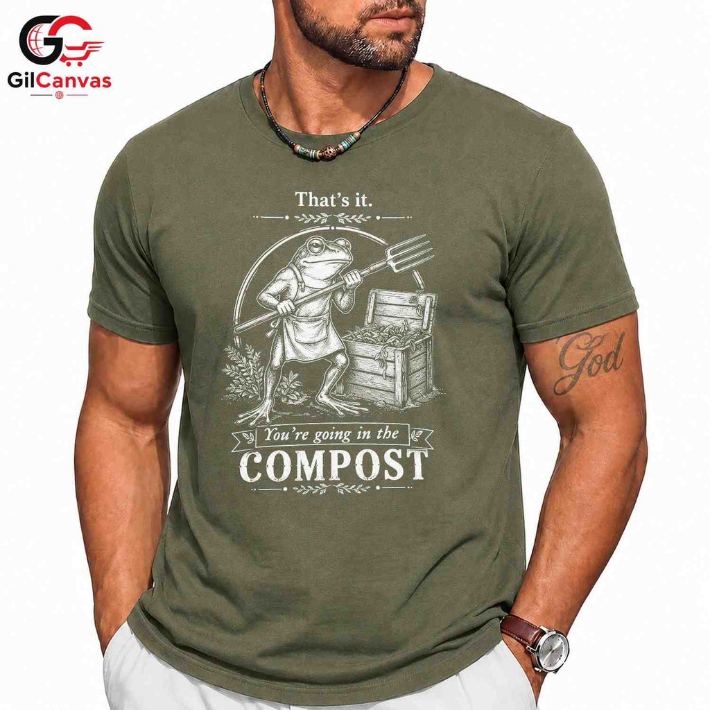 Funny Eco Compost Frog T-Shirt Unisex Gardening Lover Humorous Botanical Graphic