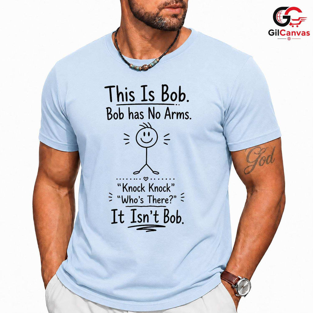 Funny Knock Knock Joke T-Shirt Stick Figure Humor Gag Unisex Graphic Apparel Tee