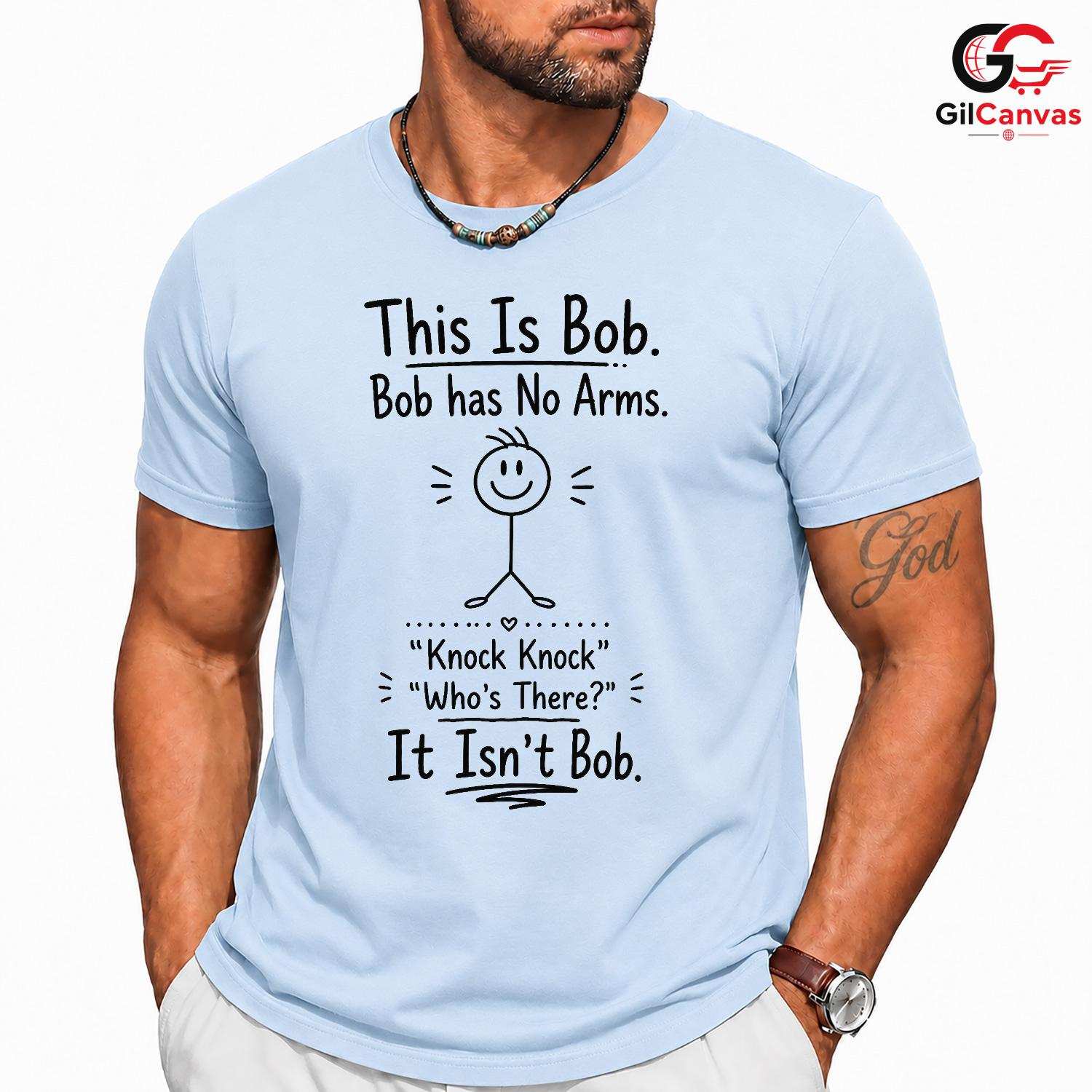 Funny Knock Knock Joke T-Shirt Stick Figure Humor Gag Unisex Graphic Apparel Tee