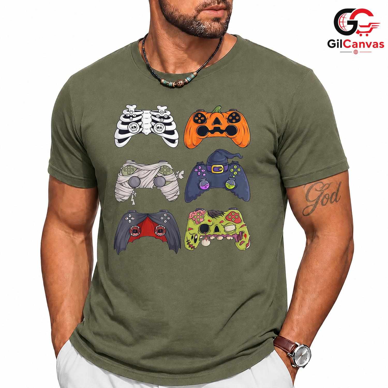 Gaming Controller Spooky T-Shirt Unisex Fun Halloween Gamer Gift Idea For Kids